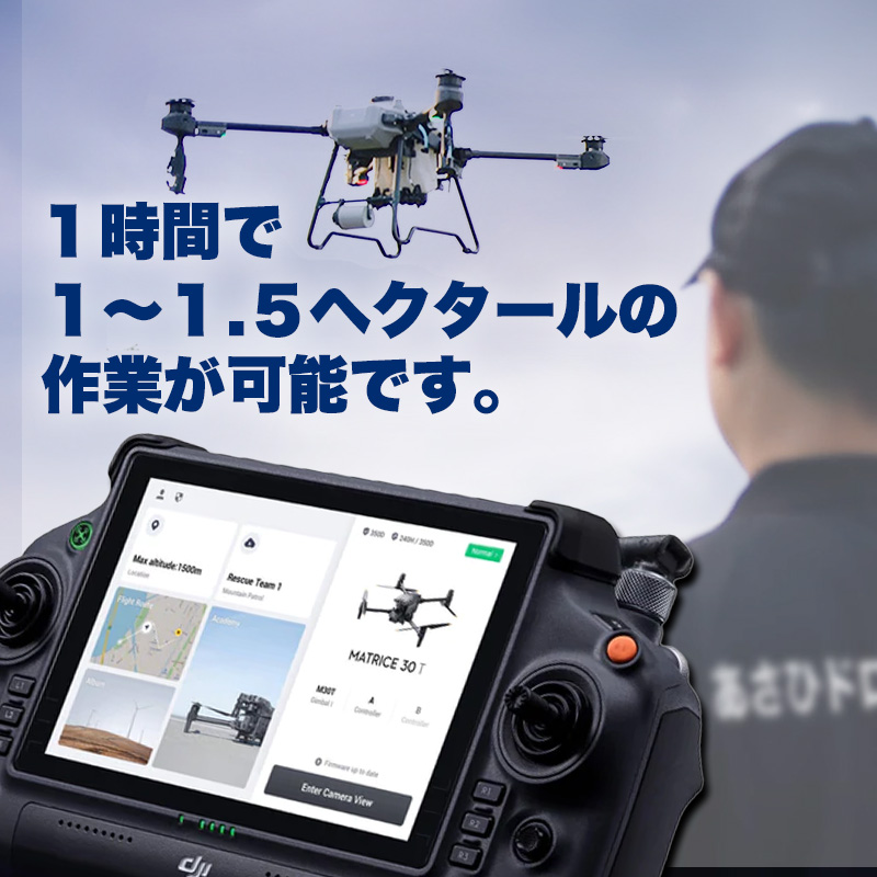 1時間で1から1.5ヘクタール散布できます。のバナー