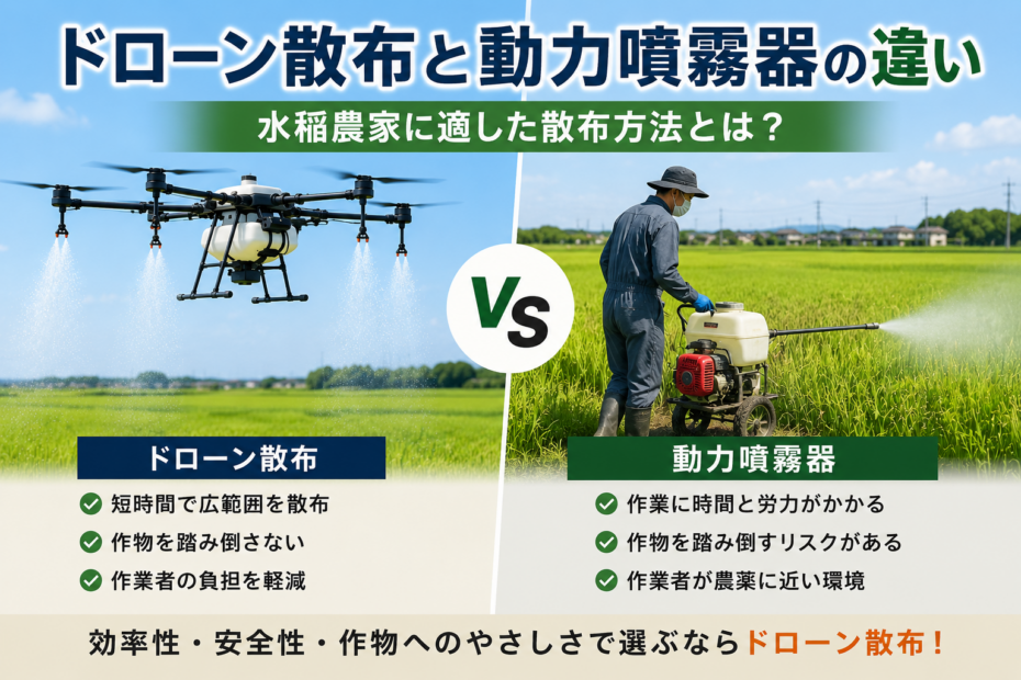 ドローン散布と動力噴霧器の違い｜水稲農家に適した散布方法とは？